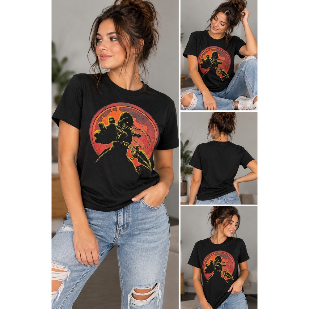 Mortal Kombat Raiden Graphic T-Shirt Black Cotton Casual Gaming Tee XL